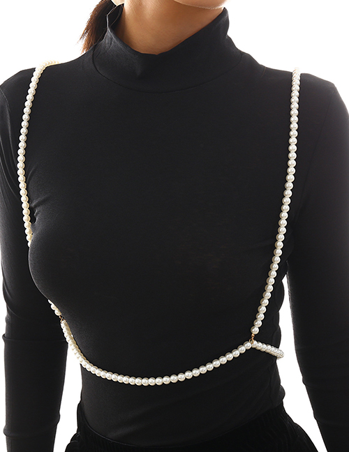 Fashion Gold Geometric Beaded Imitation Pearl Shoulder Chain