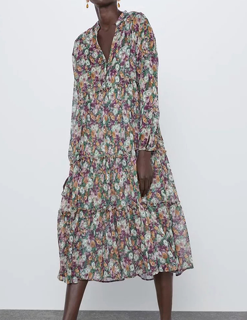 Fashion Color Flower Print Dress