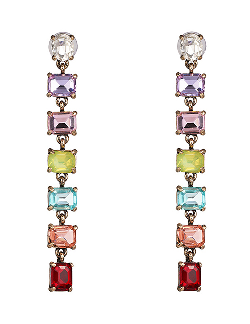 Fashion Color Gradient Colored Crystal Earrings