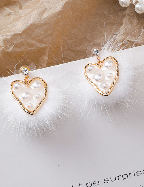 Fashion Gold  Silver Needle Love Hair Ball Transparent Irregular Earrings