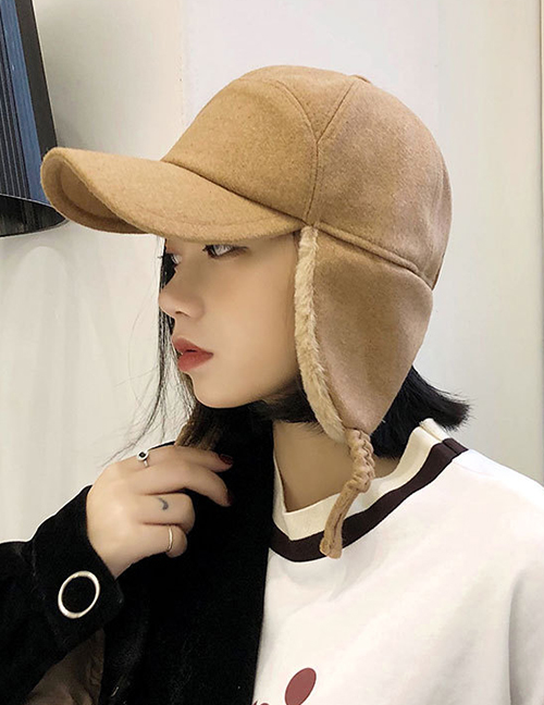 Fashion Wool Lei Feng Cap Camel Wool Ear Protection Baseball Cap