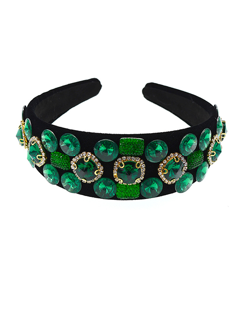 Fashion Green Geometric Crystal Full Diamond Headband