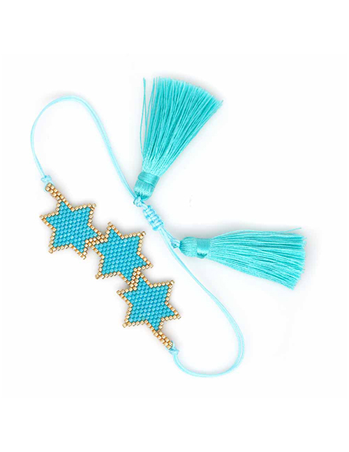 Fashion Blue Trumpet Braided Five-pointed Star Pattern Bracelet