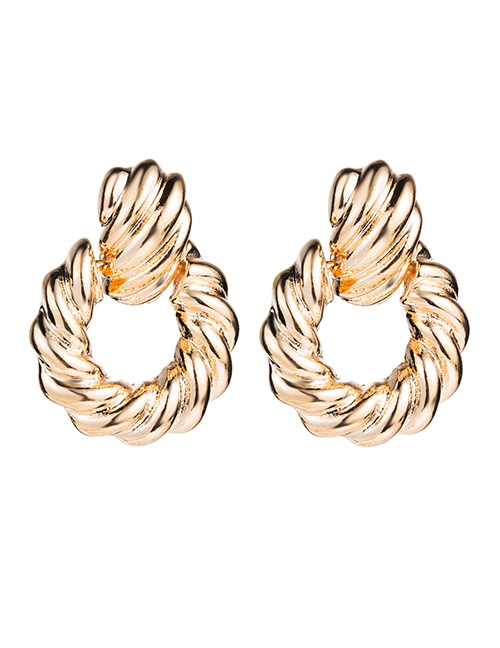 Fashion Champagne Gold Geometric Smooth Earrings