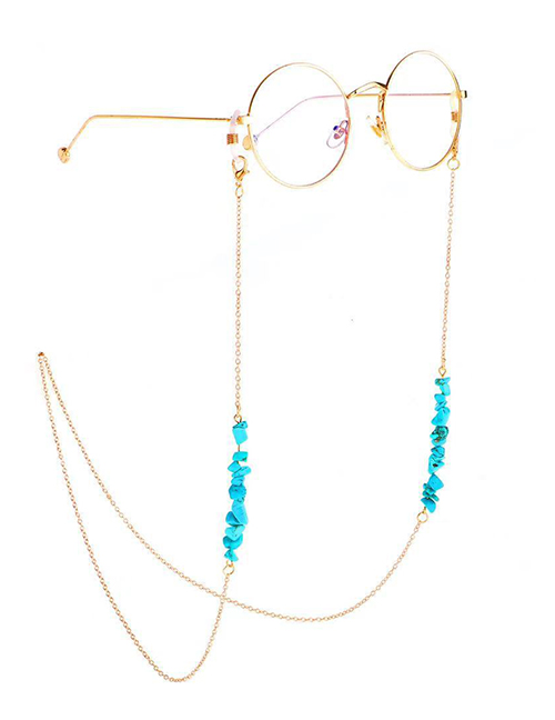 Fashion Gold Chain Natural Turquoise Beads Non-slip Glasses Chain
