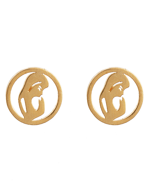 Fashion Human Gold Stainless Steel Geometric Pattern Earrings