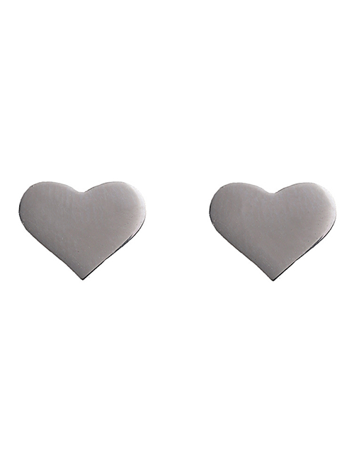 Fashion Heart Silver Stainless Steel Geometric Pattern Earrings
