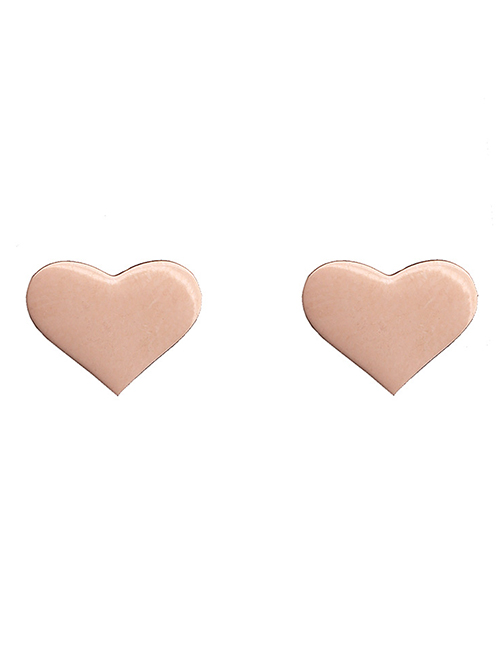 Fashion Heart Pink Stainless Steel Geometric Pattern Earrings