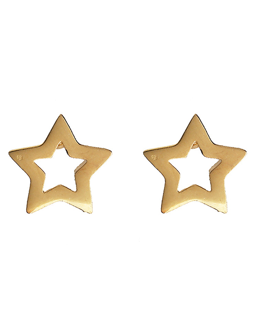 Fashion Star Gold Stainless Steel Geometric Pattern Earrings