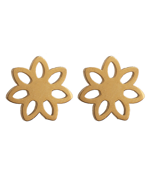 Fashion Flower Gold Stainless Steel Geometric Pattern Earrings