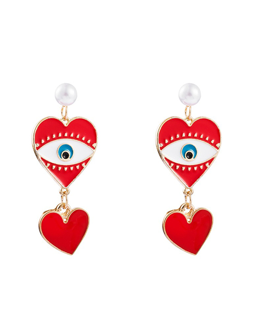 Fashion Red Gold-plated Love Pearl Earrings