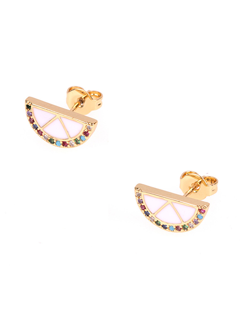 Fashion White Diamond-studded Fruit Earrings