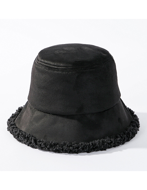 Fashion Black Fur One Lamb Fur Fisherman Hat