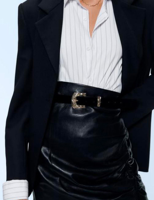 Fashion Black Alloy Diamond-studded Geometric Pudding Belt