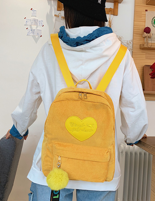 Fashion Yellow Corduroy Backpack