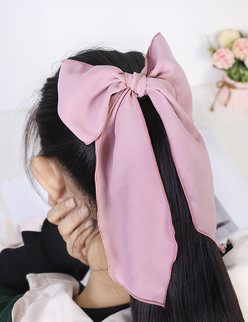 Fashion Pink Chiffon Bow Streamer Hair Ring