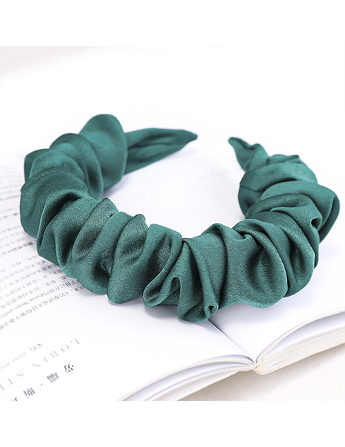 Fashion Dark Green Fabric Silk Acetate Pleated Headband