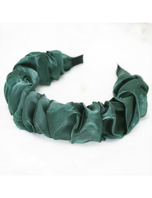 Fashion Dark Green Bright Silk Folds Solid Color Headband