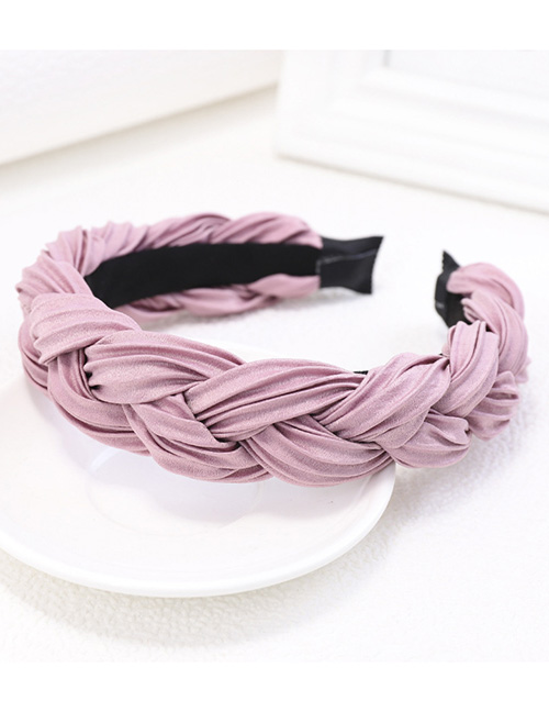 Fashion Pink Fabric Silk Satin Crease Twist Braid Headband