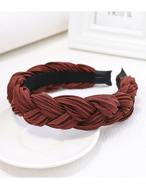 Fashion Jujube Red Fabric Silk Satin Crease Twist Braid Headband