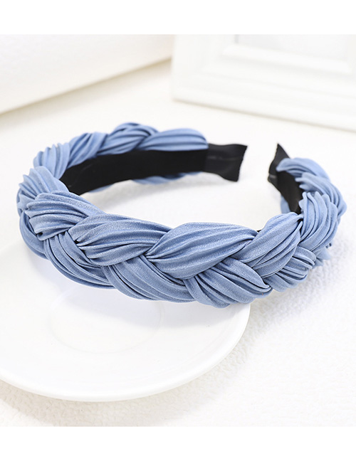 Fashion Blue Fabric Silk Satin Crease Twist Braid Headband