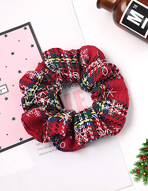 Fashion Red And White Cloth Large Intestine Circle Christmas Hair Ring
