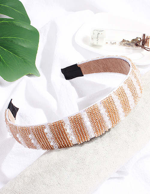 Fashion White Crystal Beaded Crystal Wide-necked Rice Beads Headband