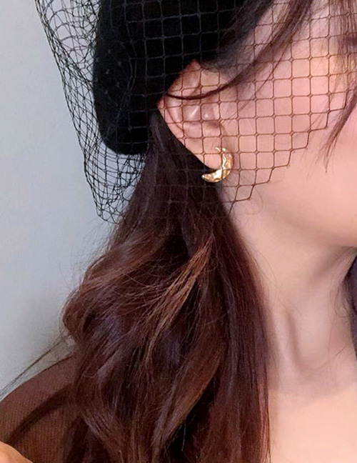 Fashion Golden Moon Irregular Bump Geometric Earrings