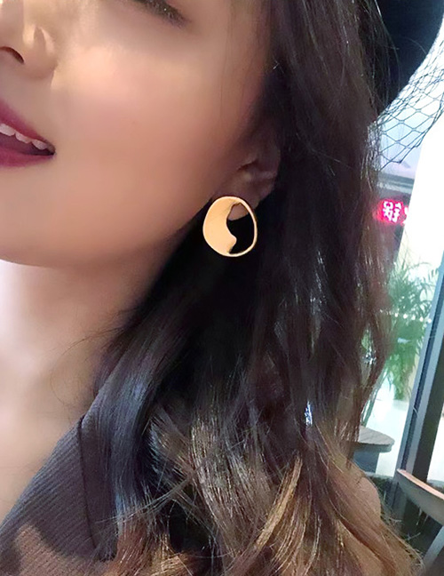Fashion Golden Hollow Circle Geometric Irregular Earrings