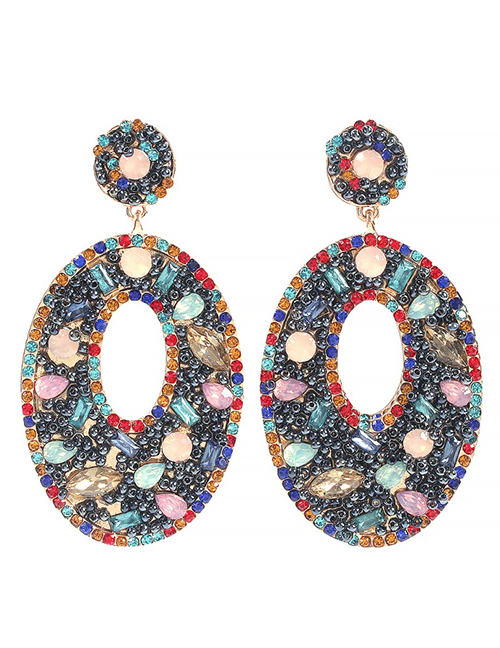 Fashion Color Oval Shape Decorated Earrings