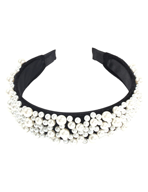 Fashion Black Velvet Fabric Nail Pearl Headband
