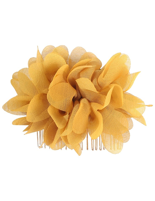 Fashion Yellow Cloth Mesh Flower Hair Comb