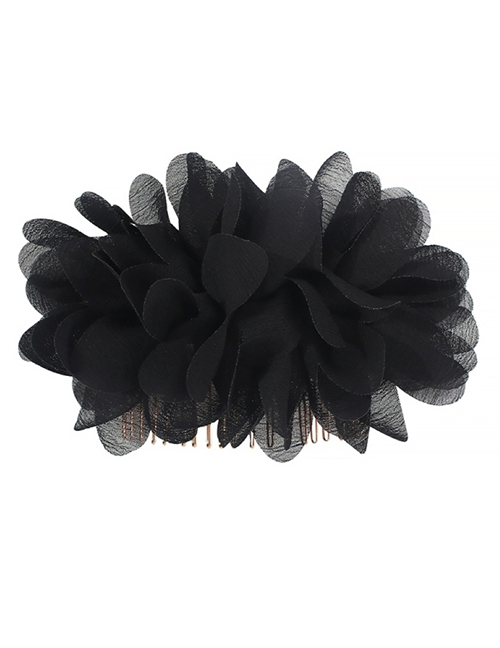 Fashion Black Cloth Mesh Flower Hair Comb