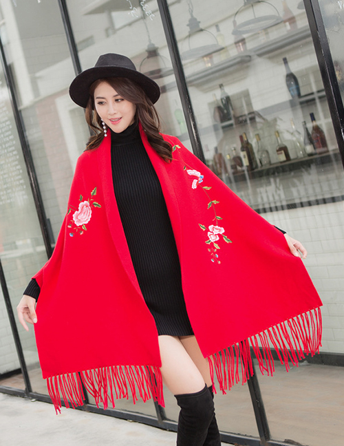 Fashion Red Cape Cloak With Sleeves
