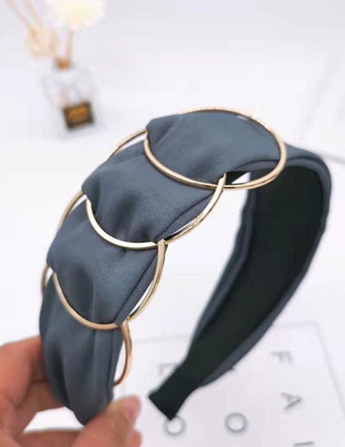 Fashion Gray Iron Ring Wide-brimmed Fabric Headband