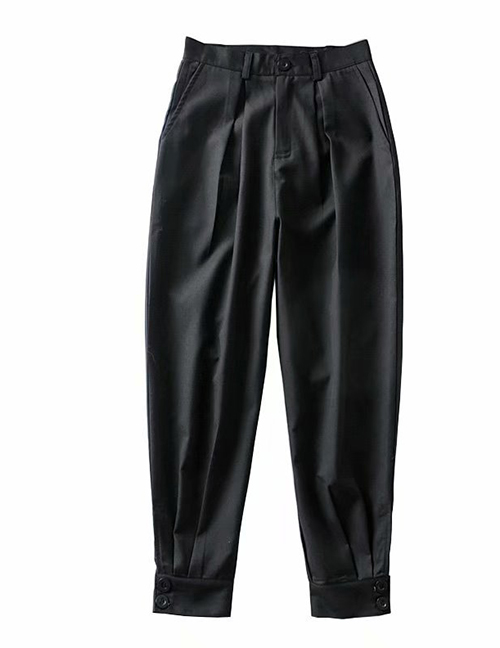 Fashion Black Solid Color Suit Straight Pants