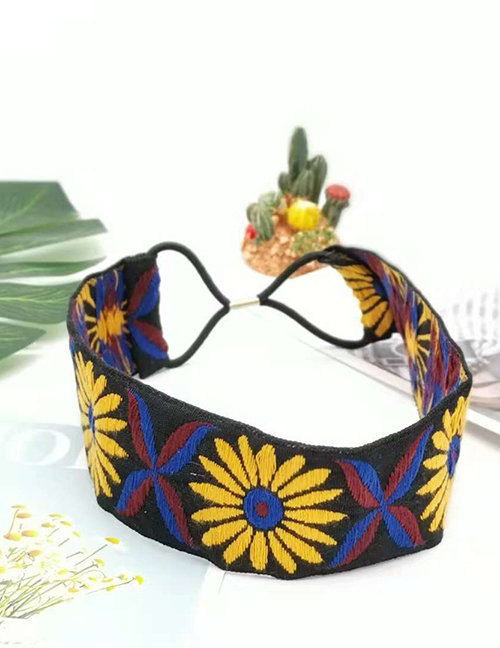 Fashion Black Sun Flower Headband Bow Headband