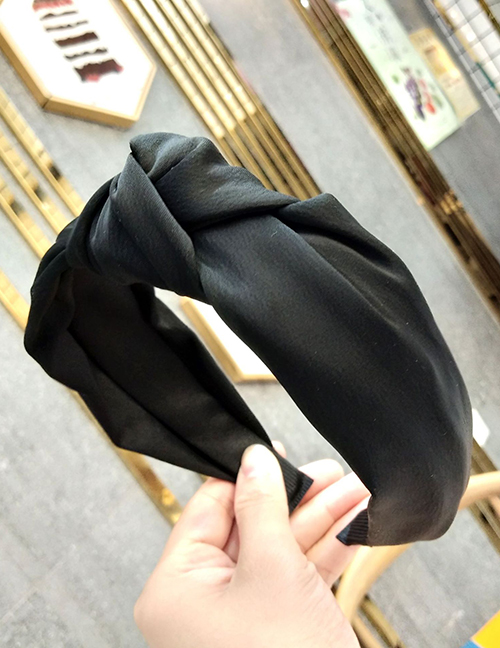 Fashion Black Wide-brimmed Fabric Knotted Headband