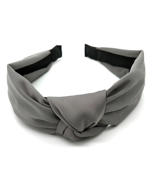 Fashion Gray Wide-brimmed Fabric Knotted Headband