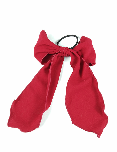 Fashion Wine Red Bow Hairline (the Object Is Slightly Darker Than The Picture) Bow Floating Bandwidth Side Fabric Hair Ring