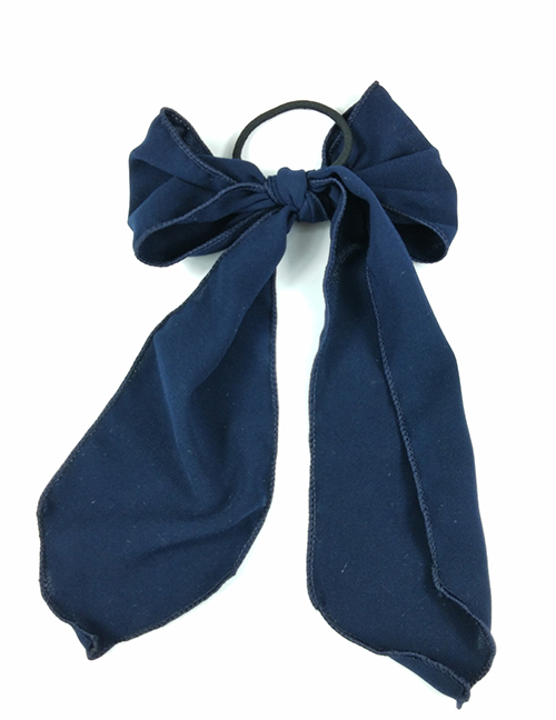 Fashion Navy Blue Bow Rope Bow Floating Bandwidth Side Fabric Hair Ring