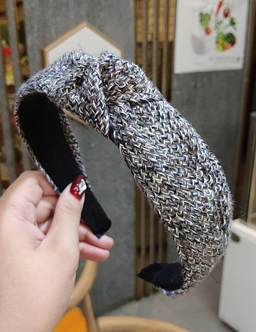 Fashion Dark Gray Yarn-dyed Yarn Knotted Headband Knitting Knotted Knit Headband