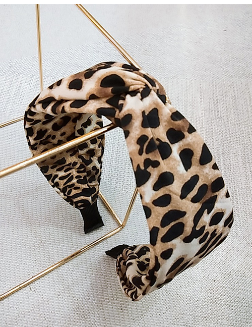Fashion Brown Leopard Wide-edge Cross-twisted Headband