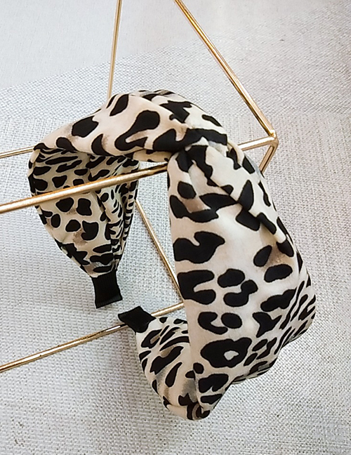 Fashion Beige Leopard Print Wide-edge Cross-twisted Headband