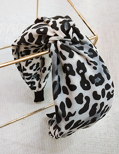 Fashion White Leopard Wide-edge Cross-twisted Headband