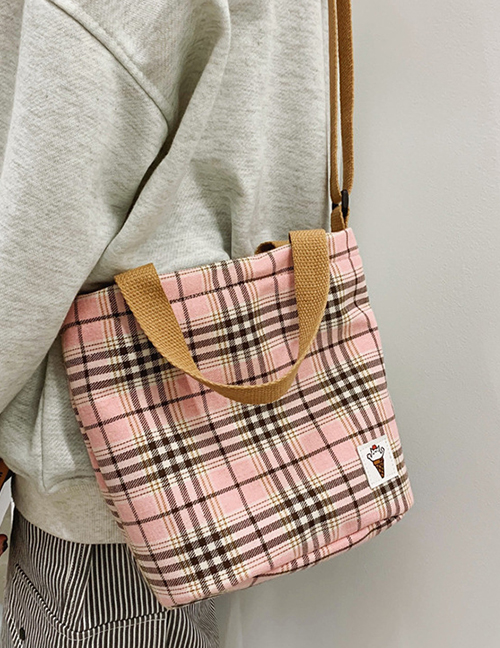 Fashion Pink Plaid Shoulder Messenger Bag