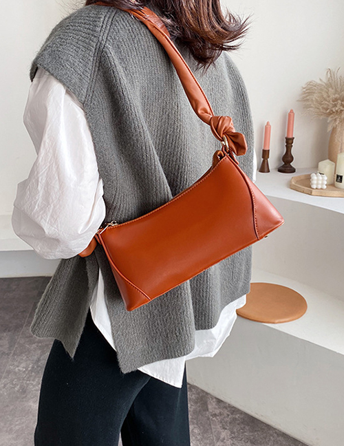 Fashion Brown Scrub Splicing Shoulder Bag