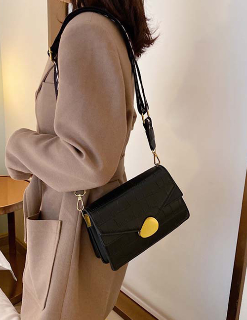 Fashion Black Broadband Stone Pattern Shoulder Messenger Bag
