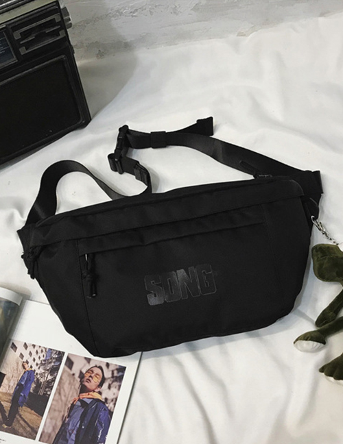 Fashion Black Letter Embroidery Crossbody Chest Bag