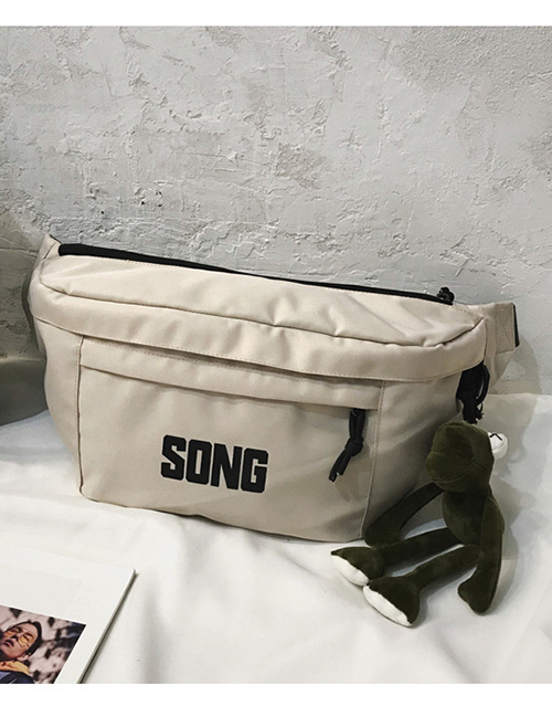 Fashion Beige Letter Embroidery Crossbody Chest Bag